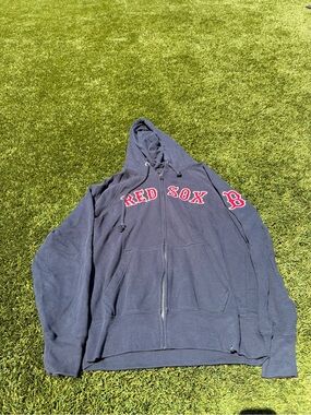47 Brand Navy Blue Red Sox Full-Zip Hoodie - Navy Blue with Red Accents